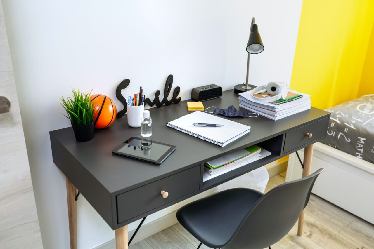 Youth bedroom interior with desk Youth bedroom interior with desk